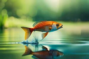 a fish is jumping out of the water. AI-Generated photo