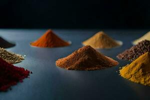 a variety of spices and spices on a table. AI-Generated photo