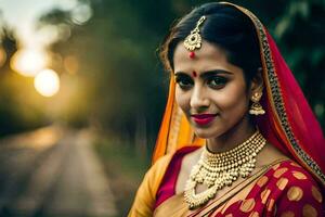 beautiful indian bride in traditional attire. AI-Generated photo