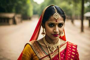 a beautiful indian woman in traditional attire. AI-Generated photo