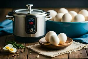 how to cook eggs in the pressure cooker. AI-Generated photo