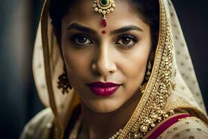 un indio mujer en tradicional atuendo. generado por ai foto