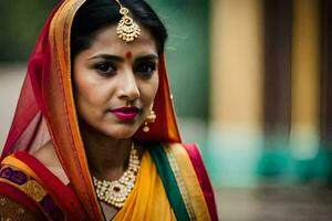 a beautiful indian woman in traditional attire. AI-Generated photo