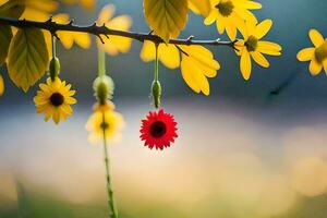 foto fondo de pantalla el cielo, flores, el sol, el flores, el sol, el flores. generado por ai