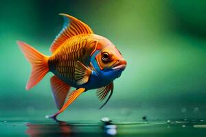 a fish with a bright orange and blue color. AI-Generated photo