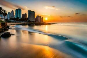 el Dom conjuntos terminado el ciudad horizonte en esta foto. generado por ai foto