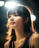 Beautiful basketball player with short hair and blunt bang AI Generative photo