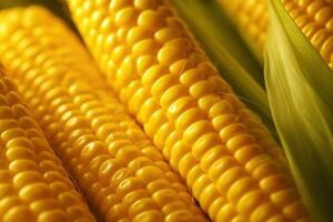 Photo of fresh corn close-up. AI generated