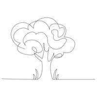 Continuous one line plant growth tree outline vector art drawing