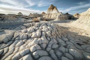 un cautivador Disparo de el blanco bolsillo rock formación en el nacional parque, con sus maravilloso blanco arenisca y intrincado patrones. generativo ai. foto