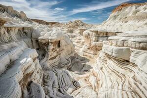 un cautivador Disparo de el blanco bolsillo rock formación en el nacional parque, con sus maravilloso blanco arenisca y intrincado patrones. generativo ai. foto