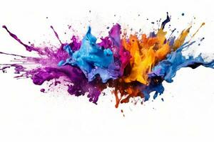Colorful ink splashes frozen in air, Concept creative and artistic expression. Generative Ai photo