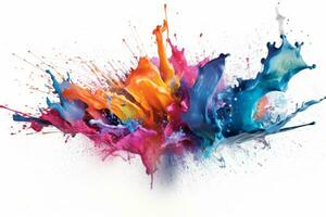 Colorful ink splashes frozen in air, Concept creative and artistic expression. Generative Ai photo