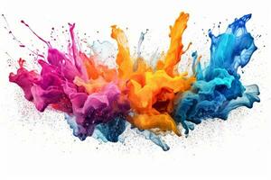 Colorful ink splashes frozen in air, Concept creative and artistic expression. Generative Ai photo