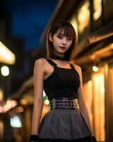 Beautiful asian girl on trandy casual outfit AI Generative photo