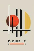 A minimalist and modernist poster design inspired by the Bauhaus movement, using clean lines, simple shapes, and bold typography to represent the design aesthetics of DDR Germany. Generative Ai photo