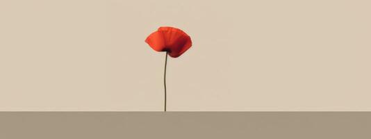 A modern and minimalistic banner featuring a single stem of a flower, with clean lines and bold colors, highlighting the elegance and simplicity of nature. Generative AI photo