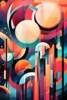 An abstract composition featuring colorful waves and shapes, symbolizing the pulsating beats and rhythm of dance music. Generative Ai photo