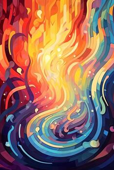 An abstract composition featuring colorful waves and shapes, symbolizing the pulsating beats and rhythm of dance music. Generative Ai photo