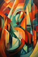 An abstract composition featuring intersecting lines, dynamic shapes, and overlapping planes, representing the dynamism and energy of the Futurist movement. Generative Ai photo