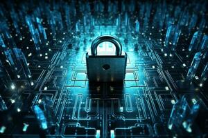An image representing cybersecurity with elements like digital locks, shields, or binary codes, symbolizing the importance of protecting digital information and privacy. Generative AI photo