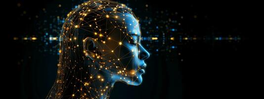 Artificial intelligence technology, revolutionized interact with machines. Machine learning and Deep data mining for big amount od data processing. Concept Future Technology. Generative AI photo