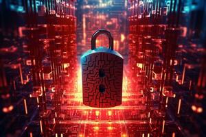 An image representing cybersecurity with elements like digital locks, symbolizing the importance of protecting digital information and privacy. Generative AI photo