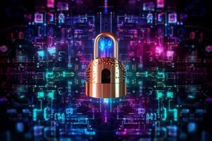 An image representing cybersecurity with elements like digital locks, symbolizing the importance of protecting digital information and privacy. Generative AI photo