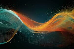 Patterns that suggest the idea of big data, movement and fast flowing bits and data transfer. concept of big data storage and cloud computing technology.Generative Ai photo