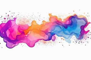 Watercolor liquid splatter banner on white background. Generative Ai photo