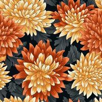 Seamless fabric pattern of colorful bright chrysanthemum flower. Design for paper, cover, fabric, interior decor, textile and other users. Generative AI photo