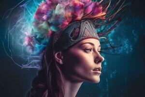 A Muse clinic, cutting edge experimental treatments with psychedelics and neurotechnology to alter perceptions, enhance creativity and reimagine problems in innovative ways. Generative AI photo