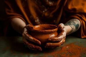 Person applying henna cream to their skin, with a sense of ritual and self-care. The image should convey a sense of relaxation and rejuvenation. Generative AI photo