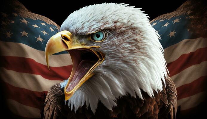 American Eagle Stock Photos Images And Backgrounds For Free Download Angry North American Bald Eagle Over American Flag Patriotic Holiday Celebrate 4th Of July Generative Ai Photo