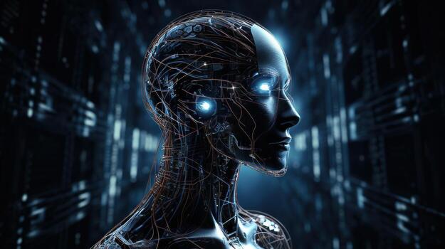 Artificial intelligence technology, revolutionized interact with machines. Machine learning and Deep data mining for big amount od data processing. Concept Future Technology. Generative AI photo