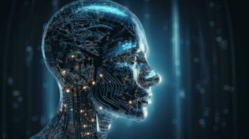 Artificial intelligence technology, revolutionized interact with machines. Machine learning and Deep data mining for big amount od data processing. Concept Future Technology. Generative AI photo