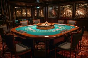 Game table in luxury casino. Generative AI photo