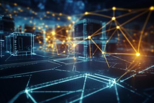 cuántico informática efectos en suministro cadena y logística. global computadora red. máquina aprendizaje y neural bots tecnología ese aumentar velocidad arriba logístico Tareas y actividades. generativo ai. foto