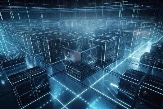 cuántico informática efectos en suministro cadena y logística. global computadora red. máquina aprendizaje y neural bots tecnología ese aumentar velocidad arriba logístico Tareas y actividades. generativo ai. foto