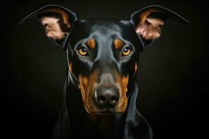 Portrait of a Doberman dog. AI Generated photo