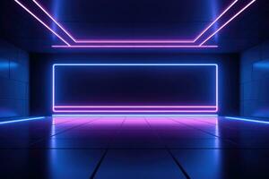 A space with neon lighting in blue and pink. AI Generated photo