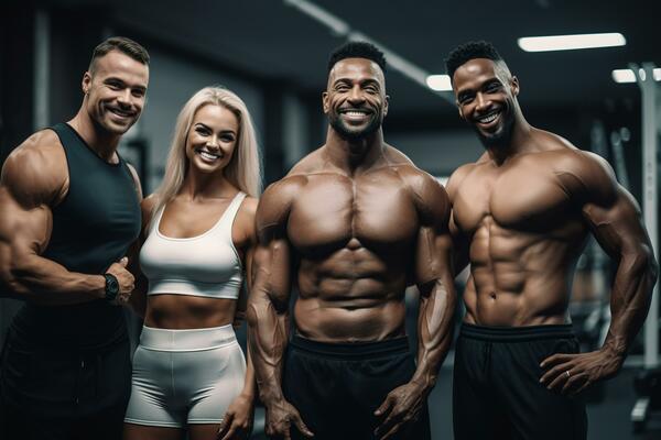 Advertising shot of a extreme bodybuilders in the gym. Concept extreme gym.  Generative AI 31552236 Stock Photo at Vecteezy