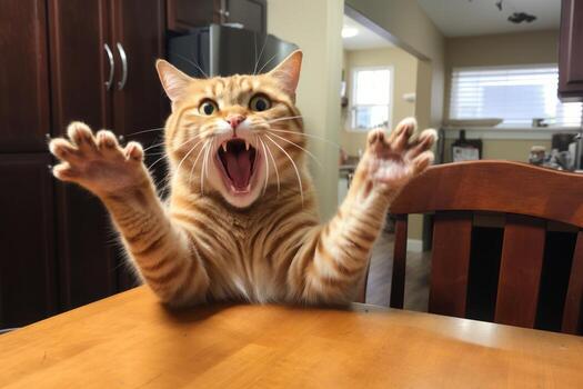 Popular cat memes brought to life, capturing the internet's most beloved feline humor. Generative AI photo