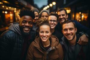 A diverse group of people from different cultures and backgrounds showcasing expressive hand gestures, conveying unity and diversity. Generative AI photo