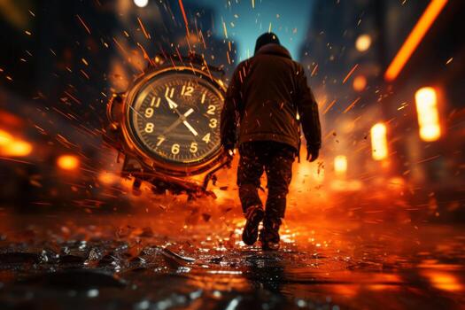 A dynamic image of a person racing against time, representing the limited-time nature of Black Friday deals and the sense of urgency it creates. Generative AI photo