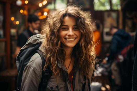 A group of friends engaged in lively conversations, using animated gestures to convey excitement and joy. Generative Ai photo