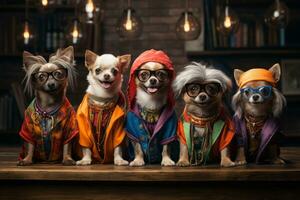 A hilarious scene of a dog dressed up in various costumes, bringing laughter to any occasion. Generative AI photo