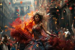 A mesmerizing visual journey featuring dancers and performers expressing their art through unconventional and innovative movements. Generative AI photo