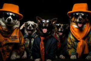 A featuring dogs grooving to music, capturing their amusing moves and the joy they bring. Generative AI photo