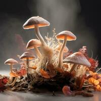 Magic mushrooms in the forest. AI-Generated photo